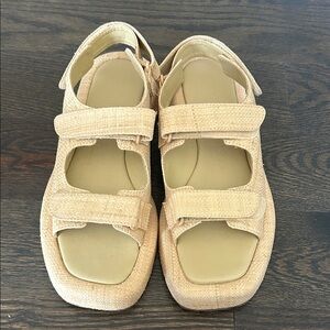 Loeffler Randall Beige/Tan Textured Velcro Sandals